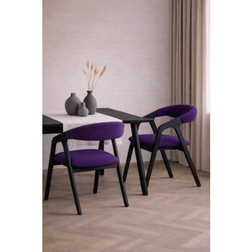PRODUCENT Krzesło Dębowe KR-201 Kolor Tkaniny Fioletowy Kolor Drewna Czarny