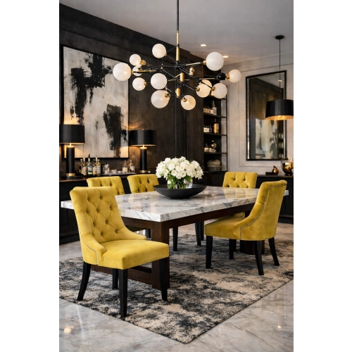 Krzesło Chesterfield PREMIUM KR-21 Żółcień Cytrynowa Piano 07