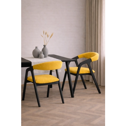 PRODUCENT Krzesło Dębowe KR-201 Kolor Tkaniny Żółty Kolor Drewna Orzech