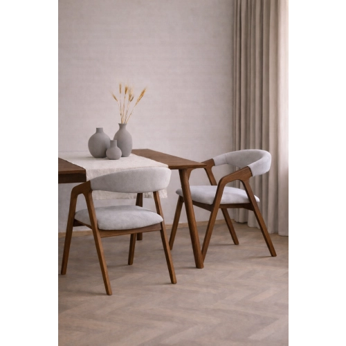 PRODUCENT Krzesło Dębowe KR-201 Kolor Tkaniny Jasno Szary / Popiel  Kolor Drewna Orzech