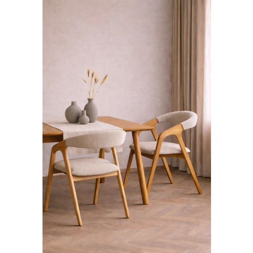 PRODUCENT Krzesło Dębowe KR-201 Kolor Tkaniny Pudrowy Ecru