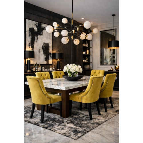 Krzesło Chesterfield PREMIUM KR-21 Żółcień Cytrynowa Piano 07