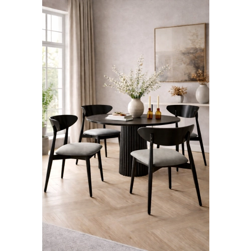 Krzesło KR-17 Kolor Jasno Szary  Kolor Drewna Czarny