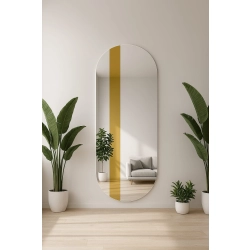 Lustro GOLDEN LINE – ekskluzywne owalne lustro dekoracyjne ze złotym pasem do salonu, sypialni i przedpokoju