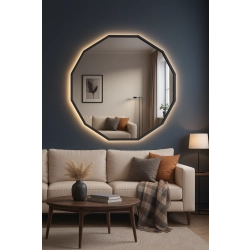 Lustro NÉROLI – nowoczesne lustro wielokątne  w czarnej ramie MDF | designerskie lustro dekoracyjne do salonu, sypialni, łazienki