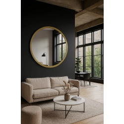 Lustro VELIA – okrągłe lustro złote glamour do salonu, sypialni i holu