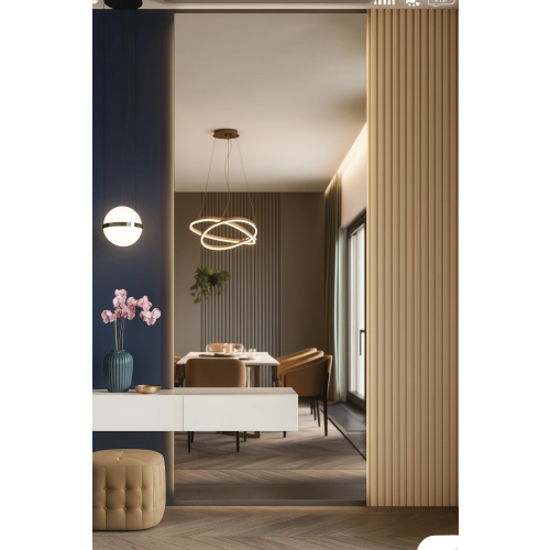 Lustro TAXIWAY – nowoczesne lustro prostokątne LED z wycięciem na szafkę | lustro do przedpokoju, łazienki lub garderoby | dekoracyjne lustro z podświ