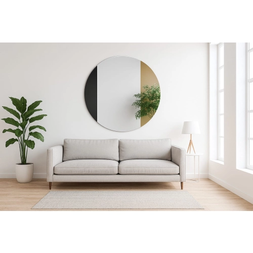 Lustro MOSAIC STYLE  – luksusowe okrągłe lustro czarno-złote z mozaikową taflą do nowoczesnych wnętrz