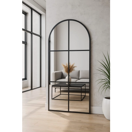 Lustro ICE LOFT ARCH – loftowe lustro ze szprosami MDF | industrialne duże lustro do przedpokoju, salonu, garderoby