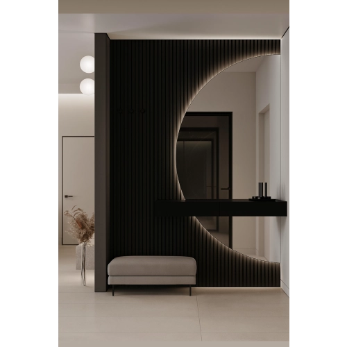 Lustro LOVERS DUO – zestaw 2 półokrągłych luster LED bez ramy do sypialni, łazienki, przedpokoju i nowoczesnych wnętrz