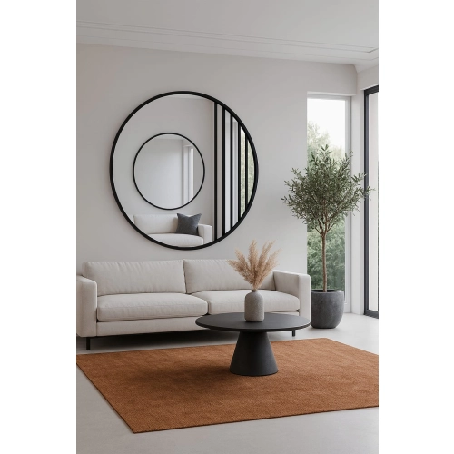 Lustro BROOKLYN – nowoczesne lustro dekoracyjne okrągłe w stylu loft z czarną matową ramą i szprosami do każdego pomieszczenia