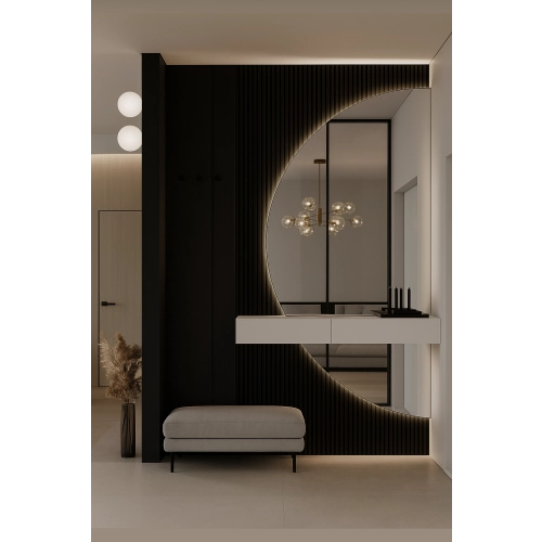 Lustro LOVERS DUO – zestaw 2 półokrągłych luster LED bez ramy do sypialni, łazienki, przedpokoju i nowoczesnych wnętrz