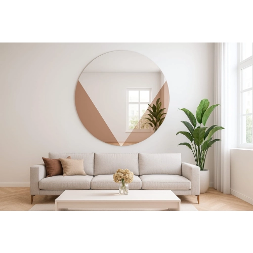 Lustro PINK ROSE – okrągłe lustro dekoracyjne z kolorową taflą rose gold, nowoczesne lustro do salonu i sypialni