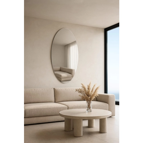 Lustro COCOON – eliptyczne lustro ścienne w stylu minimalistycznym do salonu, sypialni, łazienki i nowoczesnych wnętrz