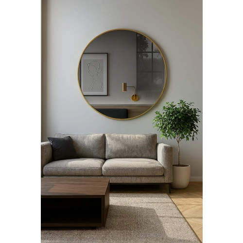 Lustro HALO BLACK – Okrągłe Lustro w Czarnej Ramie MDF SLIM do Salonu, Przedpokoju i Sypialni, Nowoczesne Lustro Dekoracyjne