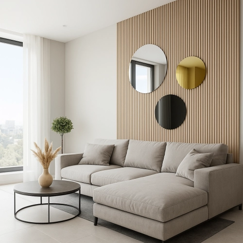 Lustro TRIO GLOW – zestaw 3 luster dekoracyjnych: złota tafla, lacobel czarny i lustro klasyczne do salonu, sypialni i nowoczesnych wnętrz