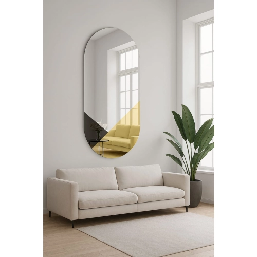 Lustro ONYX GOLD – ekskluzywne owalne lustro dekoracyjne czarno-złote do salonu i sypialni