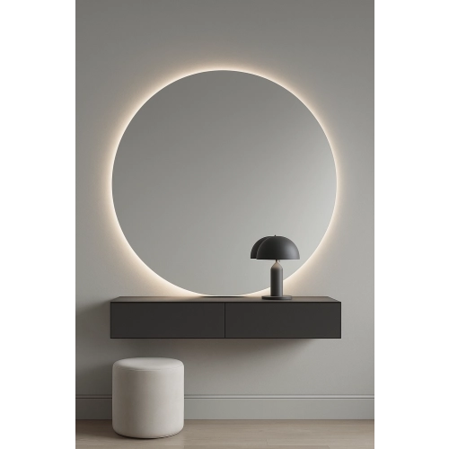 Lustro PIIRI – okrągłe lustro LED z podświetleniem do łazienki, sypialni i przedpokoju