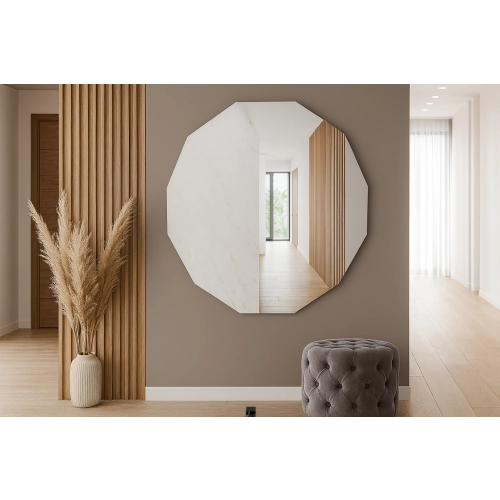 Lustro GOLDEN LUX – szlifowane lustro dekoracyjne o geometrycznym kształcie do łazienki, salonu, holu lub sypialni | Okrągłe lustro bez ramy na ścianę