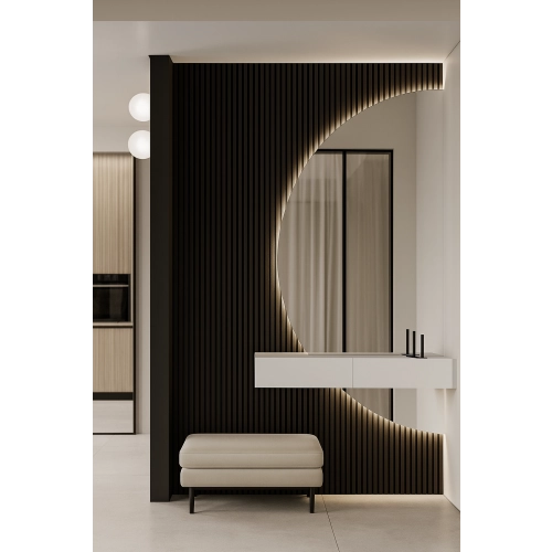 Lustro LOVERS DUO – zestaw 2 półokrągłych luster LED bez ramy do sypialni, łazienki, przedpokoju i nowoczesnych wnętrz