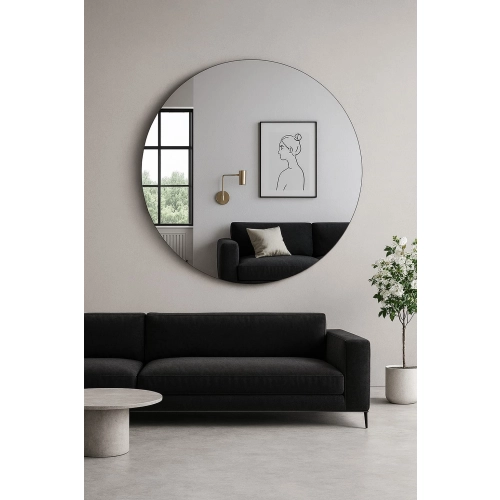 Lustro LUVO – okrągłe lustro ścienne do łazienki, salonu i sypialni w stylu nowoczesnym i minimalistycznym