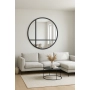 Lustro SHANTI LOFT – okrągłe loftowe ze szprosami w czarnej matowej ramie MDF, styl industrialny