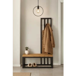 Ławka Metalowa Z Wieszakiem Loft Siedzisko Drewno Lite Dąb LM-87 Rozmiary od 50 cm do 200 cm