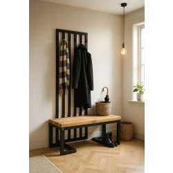 Ławka Metalowa Z Wieszakiem Loft Siedzisko Drewno Lite Dąb LM-119 Rozmiary od 50 cm do 200 cm