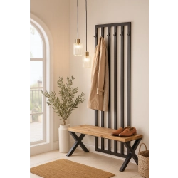 Ławka Metalowa Z Wieszakiem Loft Siedzisko Drewno Lite Dąb LM-117 Rozmiary od 50 cm do 200 cm