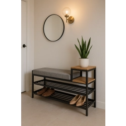 Ławka Pufa Tapicerowana Siedzisko Gładkie Szary LGM-103