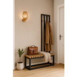 Ławka Metalowa Z Wieszakiem Loft Siedzisko Drewno Lite Dąb LM-85 Rozmiary od 50 cm do 200 cm