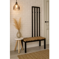 Ławka Metalowa Z Wieszakiem Loft Siedzisko Drewno Lite Dąb LM-94 Rozmiary od 50 cm do 200 cm