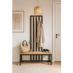 Ławka Metalowa Z Wieszakiem Loft Siedzisko Drewno Lite Dąb LM-76 Rozmiary od 50 cm do 200 cm