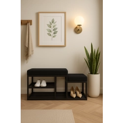 Ławka Pufa Tapicerowana Siedzisko Gładkie Czarny LGM-101