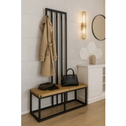 Ławka Metalowa Z Wieszakiem Loft Siedzisko Drewno Lite Dąb LM-97 Rozmiary od 50 cm do 200 cm