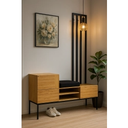 Szafka z Wieszakiem Siedzisko Tapicerowane Czarny SGM-5