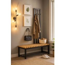 Ławka Metalowa Z Wieszakiem Loft Siedzisko Drewno Lite Dąb LM-91 Rozmiary od 50 cm do 200 cm