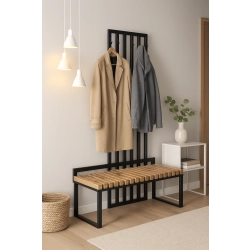 Ławka Metalowa Z Wieszakiem Loft Siedzisko Drewno Lite Dąb LM-83 Rozmiary od 50 cm do 200 cm