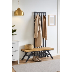 Ławka Metalowa Z Wieszakiem Loft Siedzisko Drewno Lite Dąb LM-92 Rozmiary od 50 cm do 200 cm