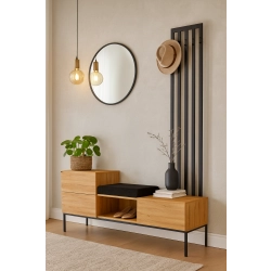 Szafka z Wieszakiem Siedzisko Tapicerowane Czarny SGM-2