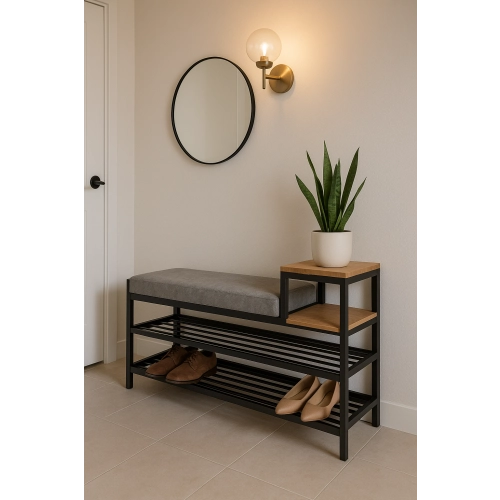 Ławka Pufa Tapicerowana Siedzisko Gładkie Szary LGM-103