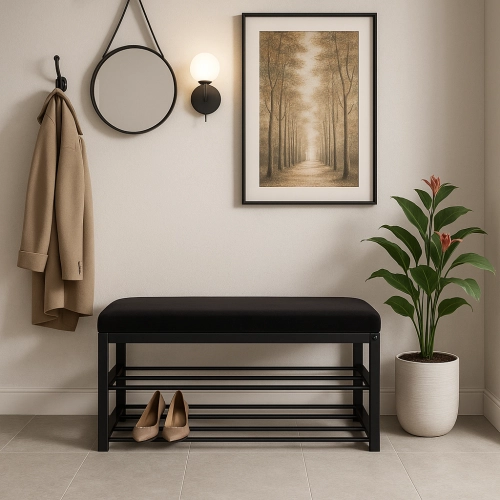 Ławka Pufa Tapicerowana Siedzisko Gładkie Czarny LGM-5 Rozmiary od 50 cm do 200 cm