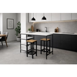 Zestaw Barowo - Jadalniany z Metalu , Blat Biały Płyta MDF  Stół +2 Taborety Model  ZETS-22