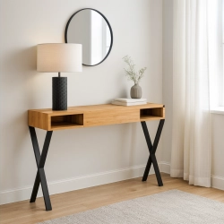 KONSOLA Z SZUFLADĄ DREWNO LITE DĄB OLCHA SKD-287