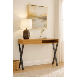 KONSOLA Z SZUFLADĄ DREWNO LITE DĄB OLCHA SKD-283