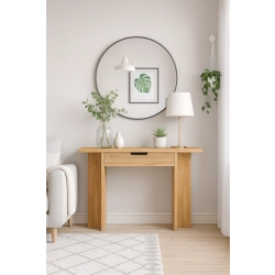 KONSOLA Z SZUFLADĄ DREWNO LITE DĄB OLCHA JESION SKD-339