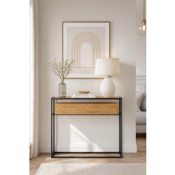 KONSOLA Z SZUFLADĄ DREWNO LITE DĄB OLCHA SKD-337