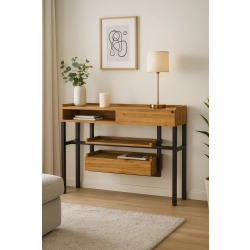 KONSOLA Z SZUFLADĄ DREWNO LITE DĄB OLCHA SKD-297