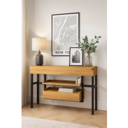 KONSOLA Z SZUFLADĄ DREWNO LITE DĄB OLCHA SKD-298