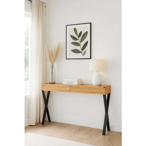 KONSOLA Z SZUFLADĄ DREWNO LITE DĄB OLCHA SKD-288